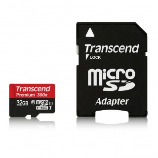 Carte MicroSDHC 32Go Transcend Classe 10 UHS-I + Adaptateur SD